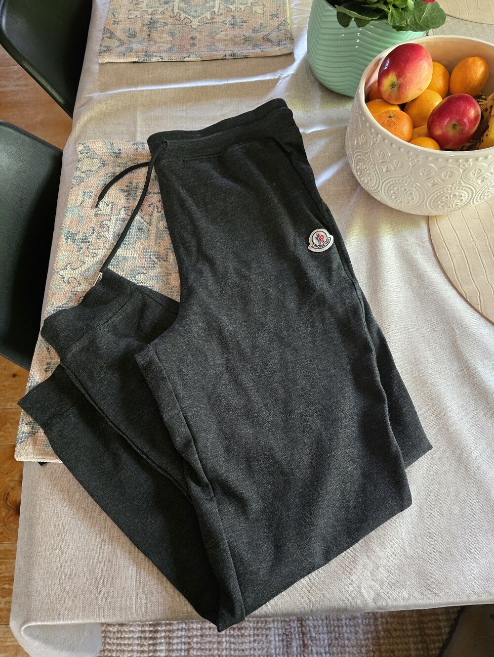Moncler Charcoal Gray Sweatpants with Logo. fits US medium